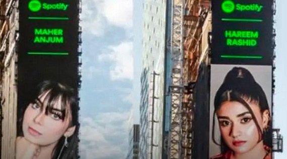Maher Anjum and Hareem Rashid light up Times Square as Spotify’s EQUAL Pakistan Ambassadors