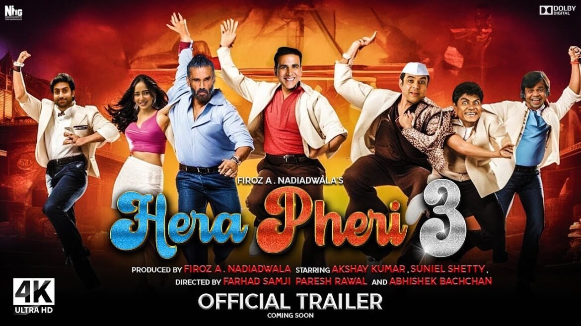 Hera Pheri 3 teaser poster with Akshay Kumar, Suniel Shetty, and Paresh Rawal