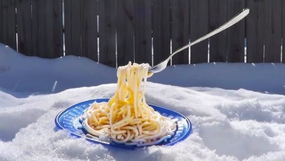 pasta freezes mid air